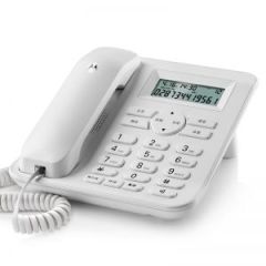 摩托罗拉 电话机 CT410C 一键免打扰 双接口 免提 10组双键记忆键 一键重拨 闹钟 来电转接 白色