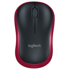 罗技/LOGITECH 无线鼠标 M186 微型USB接收器 2.4GHz 对称设计 黑色红边 红黑