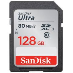 闪迪/SANDISK 至尊高速 SD卡 SDSDUNC-128G-ZN6IN 128G 读速80MB/s SDHC UHS-I存储卡 Class10 灰色