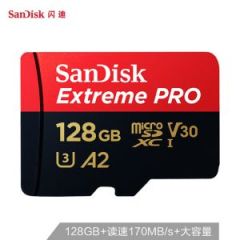 闪迪/SANDISK TF卡 SDSQXCY-128G-ZN6MA 128G A2至尊超极速 V30 速度:U3 读速170MB/s 写速90MB/s 红黑